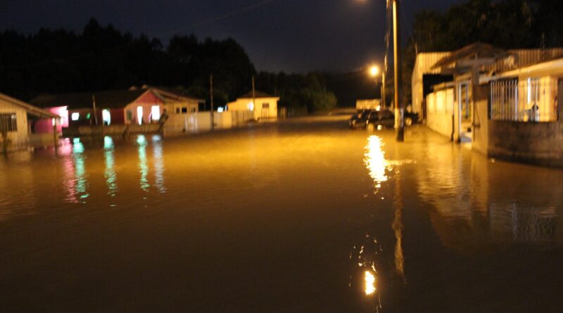 alagamento em Papanduva após forte temporal